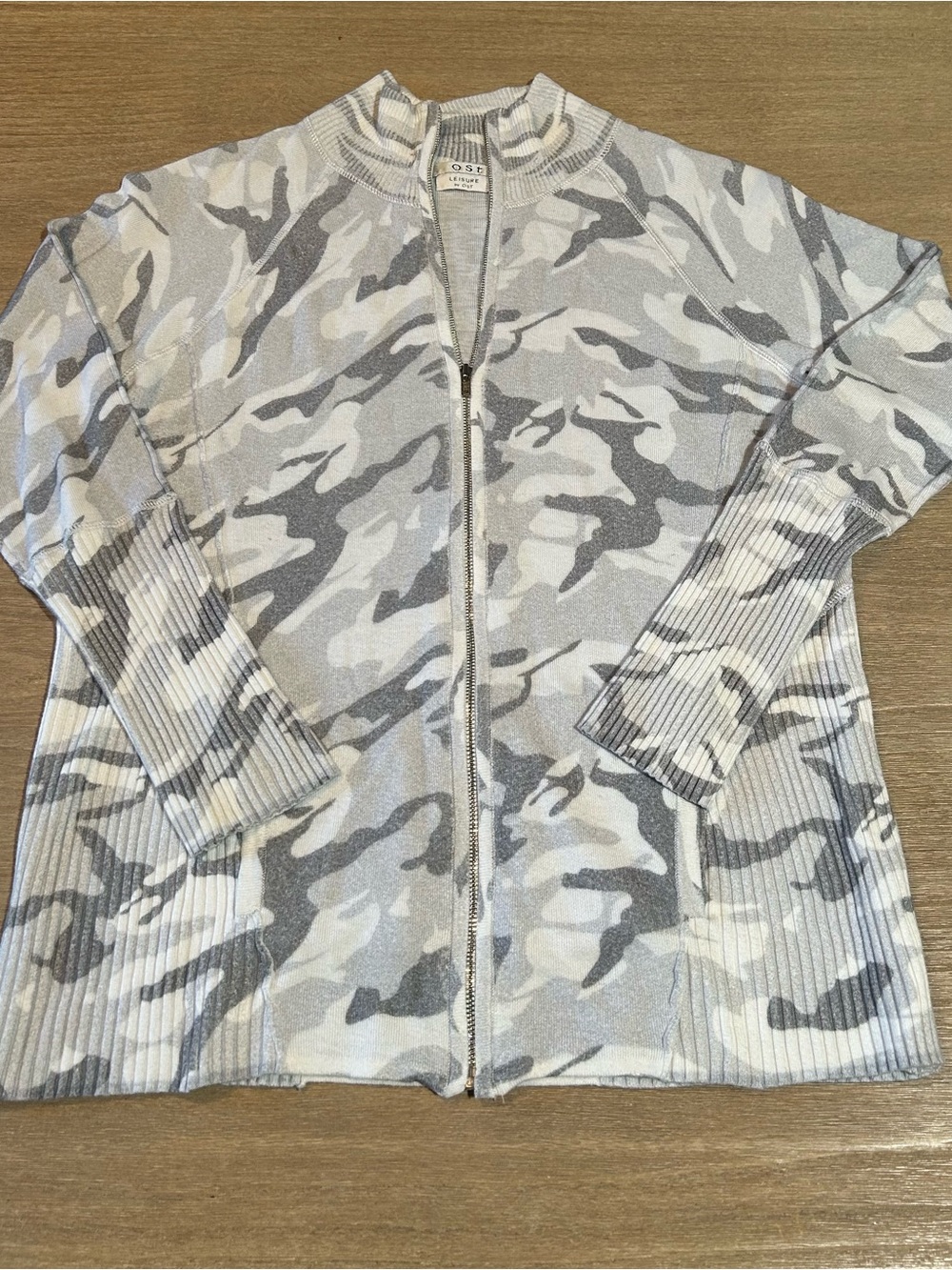 OST Women's Camo Zip Mock Neck Sweater Size S